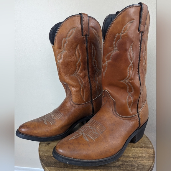 VINTAGE Avonite Hypalon Cowboy Boots, Honey/Cognac Brown (SIZE 9 EE/Extra Wide) - Picture 6 of 13